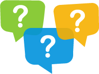 Illustration of talking bubbles with question marks 