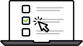 An illustration of a laptop with a cursor clicking a checkbox.