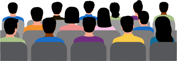 Ag safety seminars An illustration of an audience from behind.