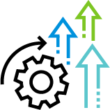 Upgrades to saifQuote An illustration of a gear turning with arrows pointing updawards.